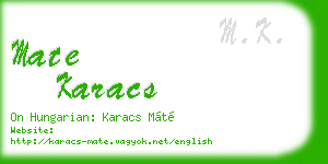 mate karacs business card