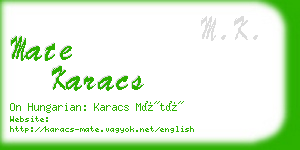 mate karacs business card